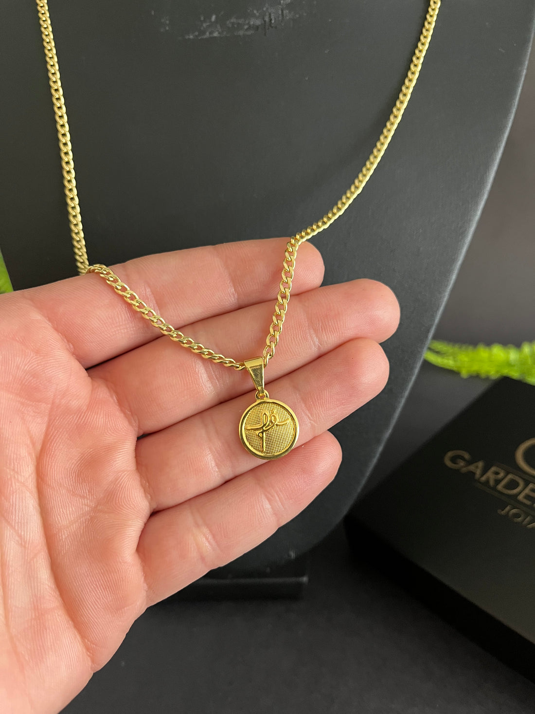 Corrente Pitbull 3mm + Pingente Fé MINI - Banhado a ouro 18k