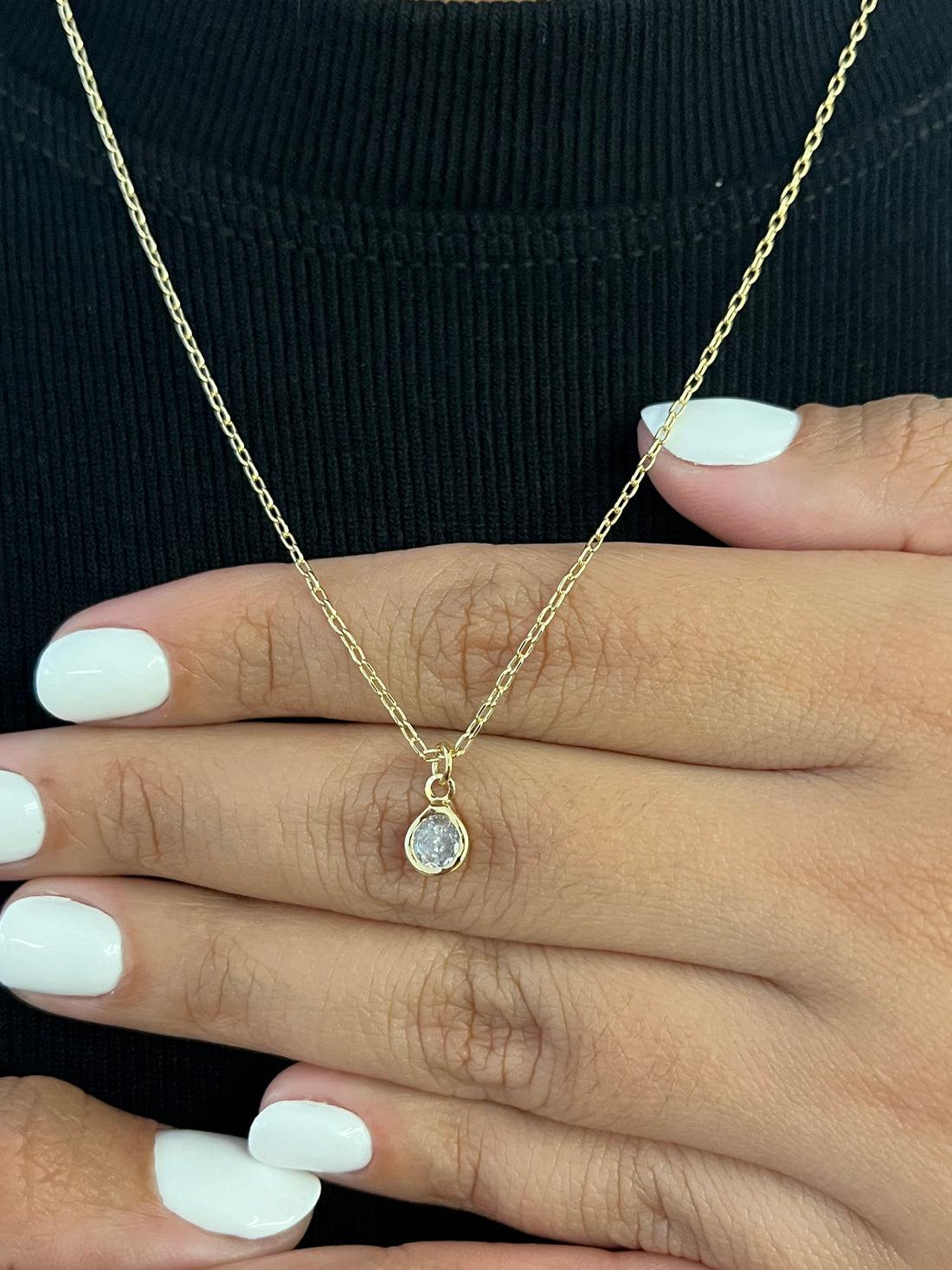 Colar cadeado 1,2mm com ponto de luz - Banhado a ouro 18k