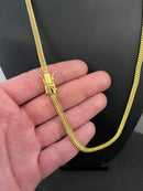 CORRENTE DUPLO GRUMMET 4MM - 70CM (FECHO GAVETA) - BANHADA A OURO 18K