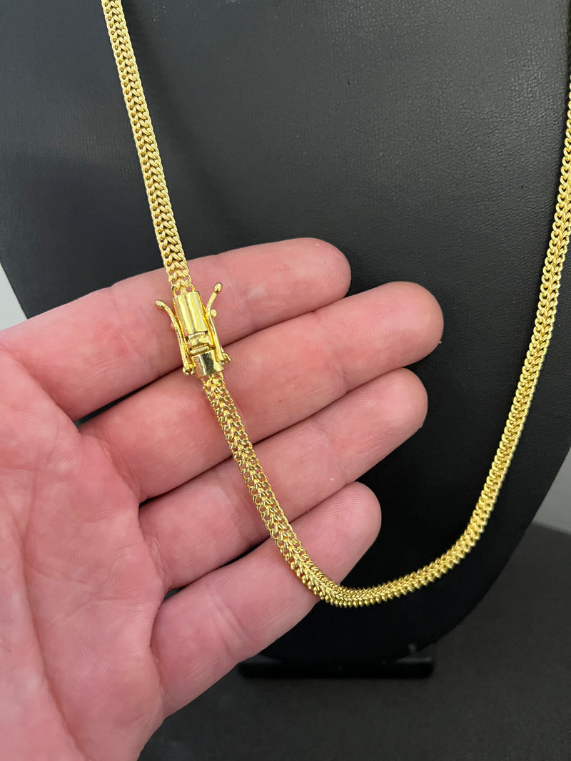 CORRENTE DUPLO GRUMMET 4MM - 70CM (FECHO GAVETA) - BANHADA A OURO 18K