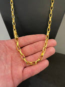 CORRENTE TIJOLINHO 6MM - 70CM (FECHO BOMBA) - BANHADO A OURO 18K