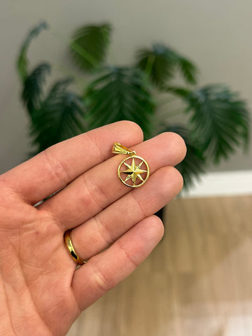 PINGENTE ROSA DOS VENTOS VAZADO - BANHADO A OURO 18K