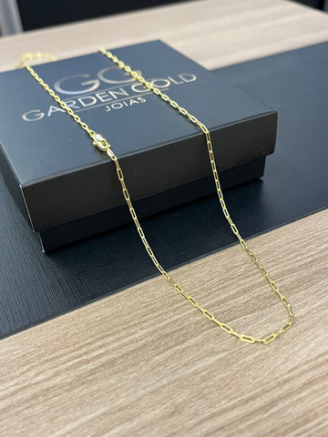 Corrente Cadeado Alongado 1mm - 70 cm Fecho tradicional - Banhado a ouro 18k