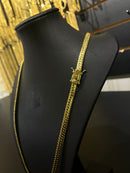 CORRENTE FLAT CUBANO 6MM - 70CM (FECHO GAVETA) - BANHADO A OURO 18K