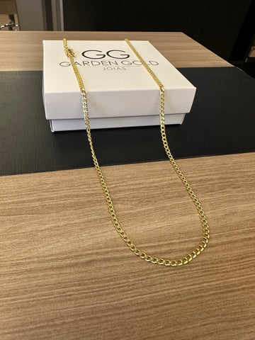 Corrente Pitbull 3mm - 70cm - Fecho gaveta - Banhada a ouro 18k