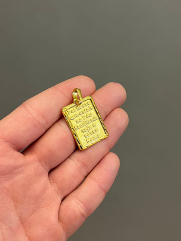 Pingente Placa Pai Nosso médio - Banhada a ouro 18k