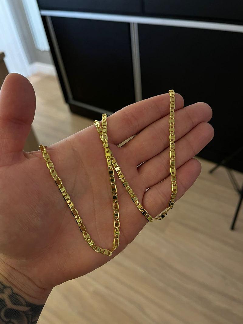 CORRENTE PIASTRINE 2MM - 70CM (FECHO GAVETA) - BANHADA A OURO 18K