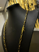 CORRENTE TIJOLINHO 6MM - 70CM (FECHO BOMBA) - BANHADO A OURO 18K