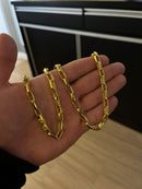 CORRENTE TIJOLINHO 6MM - 70CM (FECHO BOMBA) - BANHADO A OURO 18K