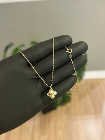 COLAR CADEADO 1,2MM + PINGENTE TREVO DOURADO - BANHADO A OURO 18K