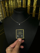 Colar Cadeado 1,2mm + Pingente Coração Cristal - 45cm - Banhado a ouro 18k - PAR DE BRINCO GRÁTIS