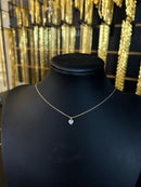 Colar Cadeado 1,2mm + Pingente Coração Cristal - 45cm - Banhado a ouro 18k - PAR DE BRINCO GRÁTIS