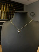 Colar Cadeado 1,2mm + Pingente ponto de luz quadrado - 45cm - Banhado a ouro 18k