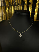 Colar Cadeado 1,2mm + Pingente Gota Cravejada - 45cm - Banhado a ouro 18k