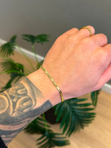 Pulseira Piastrine 3mm - fecho gaveta - Banhado a ouro 18k