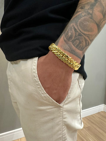 PULSEIRA GRUMMET 13MM - FECHO 1 TRAVA - BANHADO A OURO 18K