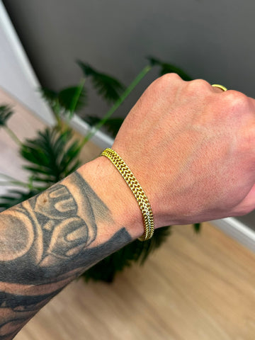 PULSEIRA DUPLO PITBULL 6MM - FECHO GAVETA - BANHADO A OURO 18K